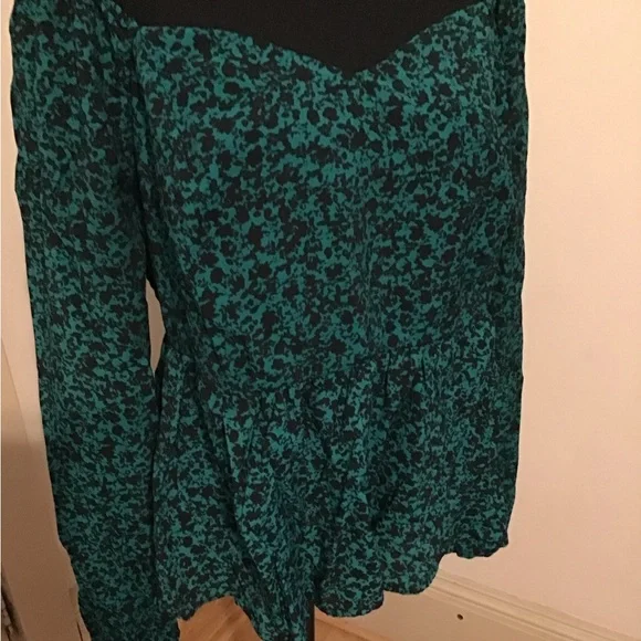 Ava & Viv Teal Floral Blouse - Picture 2 of 7